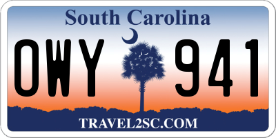 SC license plate OWY941