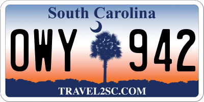 SC license plate OWY942