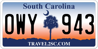 SC license plate OWY943
