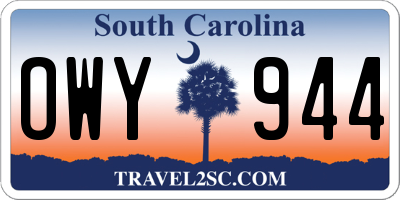 SC license plate OWY944