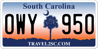 SC license plate OWY950