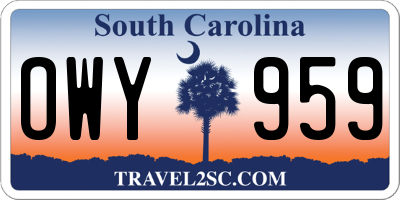 SC license plate OWY959