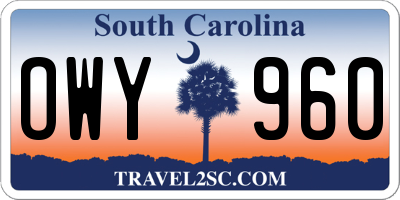 SC license plate OWY960