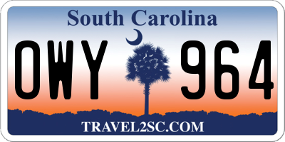 SC license plate OWY964