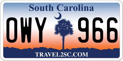 SC license plate OWY966