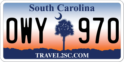 SC license plate OWY970