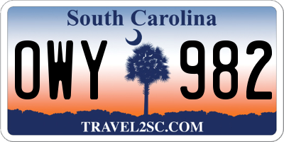 SC license plate OWY982