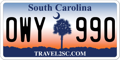 SC license plate OWY990
