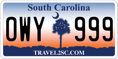 SC license plate OWY999