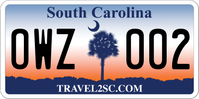 SC license plate OWZ002