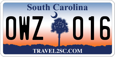 SC license plate OWZ016