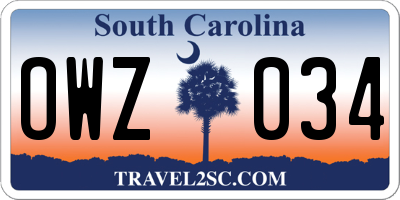 SC license plate OWZ034