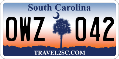 SC license plate OWZ042
