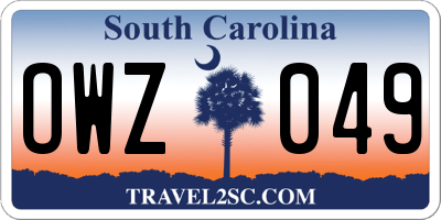 SC license plate OWZ049