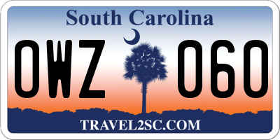 SC license plate OWZ060