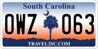 SC license plate OWZ063