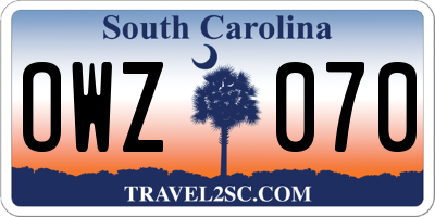 SC license plate OWZ070