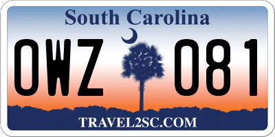 SC license plate OWZ081