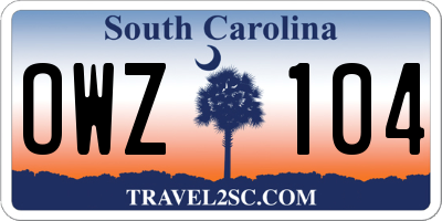 SC license plate OWZ104