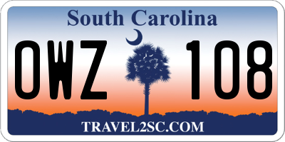 SC license plate OWZ108