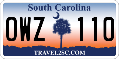SC license plate OWZ110