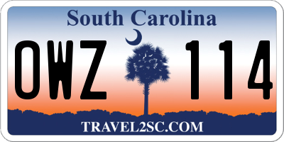 SC license plate OWZ114