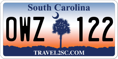SC license plate OWZ122
