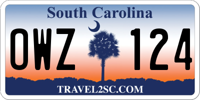 SC license plate OWZ124