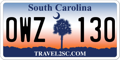 SC license plate OWZ130