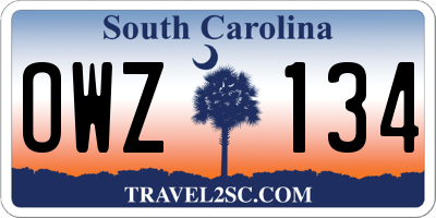 SC license plate OWZ134