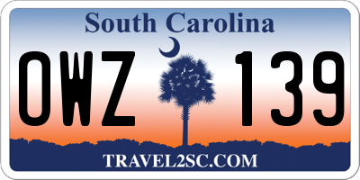 SC license plate OWZ139