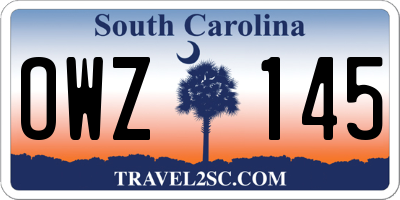SC license plate OWZ145