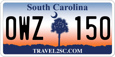 SC license plate OWZ150
