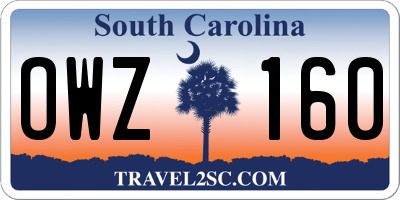 SC license plate OWZ160