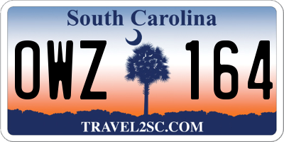 SC license plate OWZ164