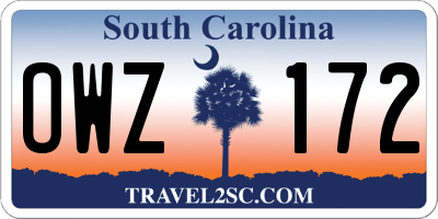 SC license plate OWZ172