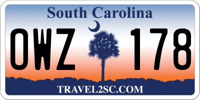 SC license plate OWZ178