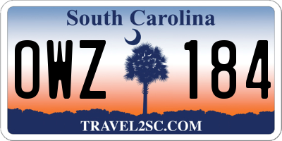 SC license plate OWZ184