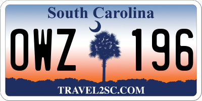 SC license plate OWZ196