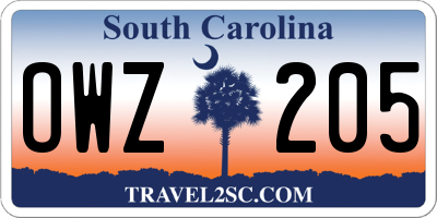 SC license plate OWZ205
