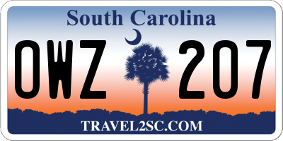 SC license plate OWZ207