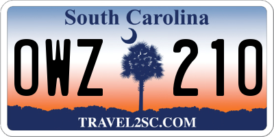 SC license plate OWZ210