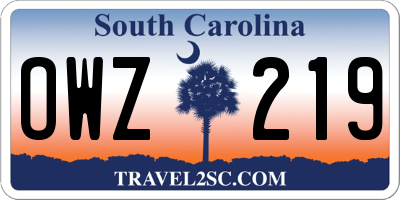 SC license plate OWZ219