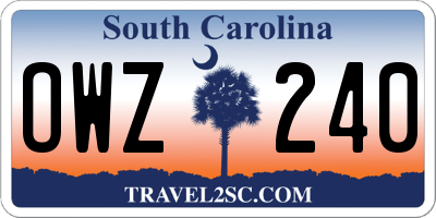 SC license plate OWZ240