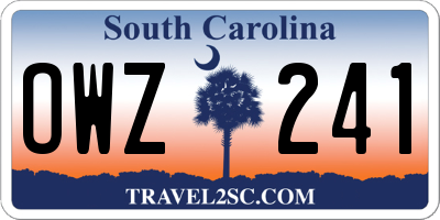SC license plate OWZ241
