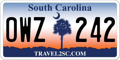 SC license plate OWZ242
