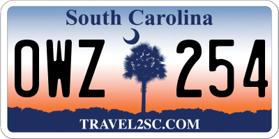 SC license plate OWZ254