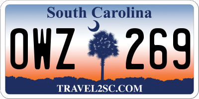 SC license plate OWZ269