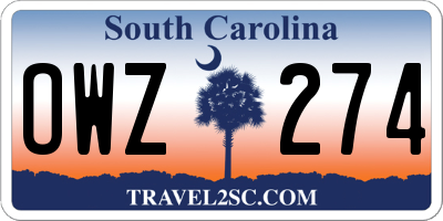 SC license plate OWZ274