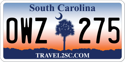 SC license plate OWZ275